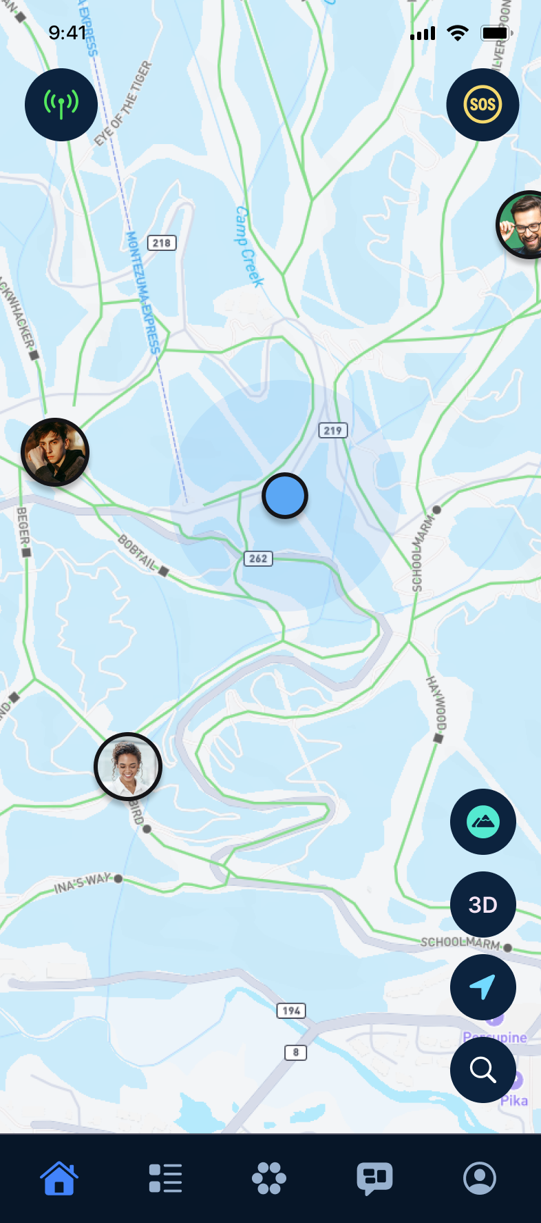 Live location sharing with friends